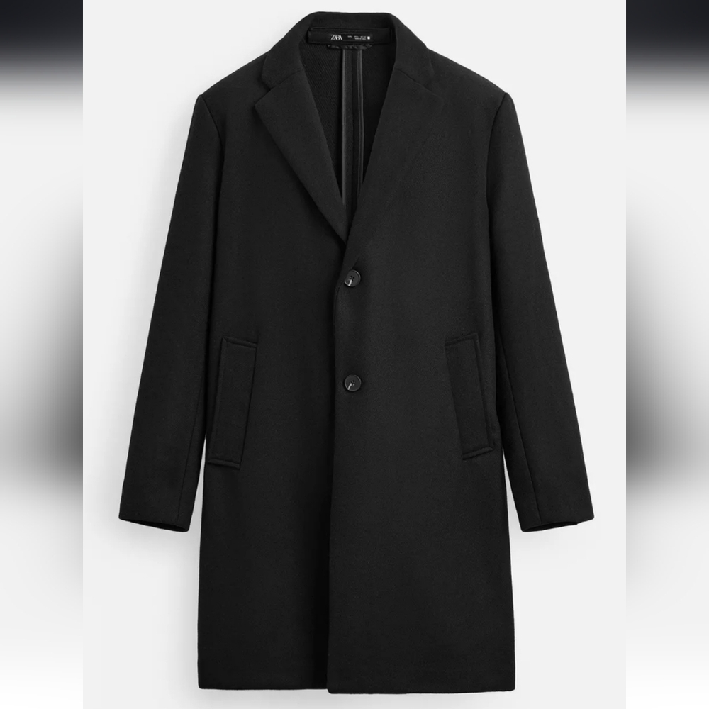 Zara Men's Classic Wool Blend Coat